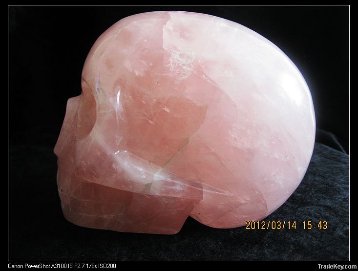 Charming rose quartz crystal skull carving, crystal gifts
