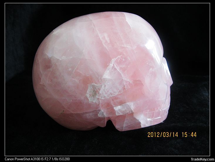 Charming rose quartz crystal skull carving, crystal gifts