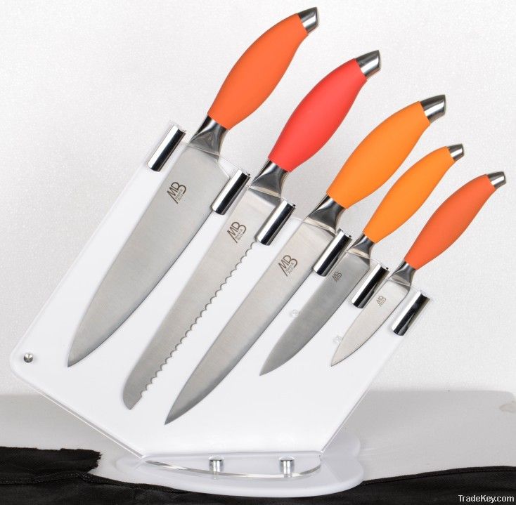 5 pcs knife set with ppand tpr handle