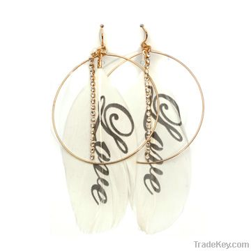 Love feather drop earrings