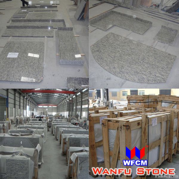 China White Granite Eased Finished Kitchen Island Countertop