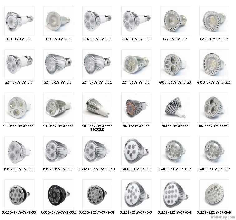 LED spot light E27 Gu10 MR16 USD6/pc