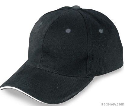 Black cotton twill baseball cap without logo