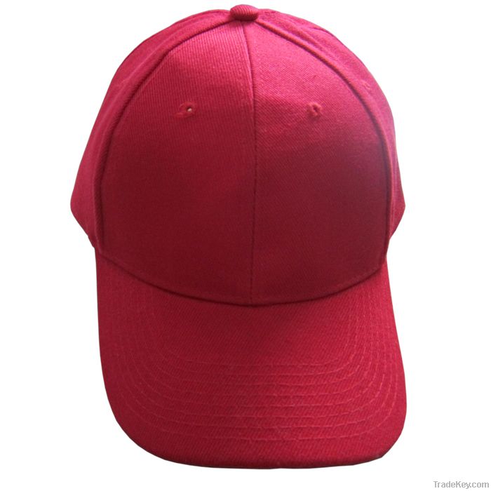 Red blank cotton twill flat brim baseball cap