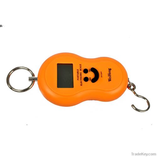 Digital hanging luggage scale with smiley face