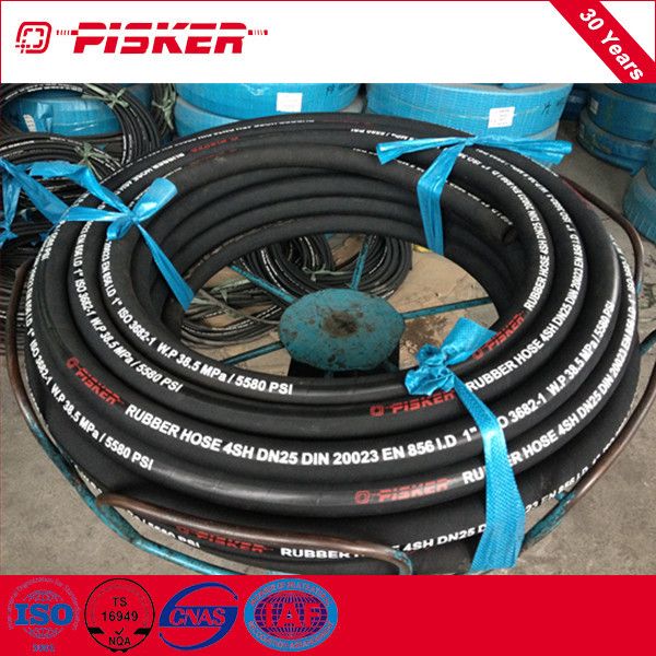 Flexible Hydraulic Rubber Hose DIN EN 856 4SH High Pressure Steel Wire Spiral Rubber Hose