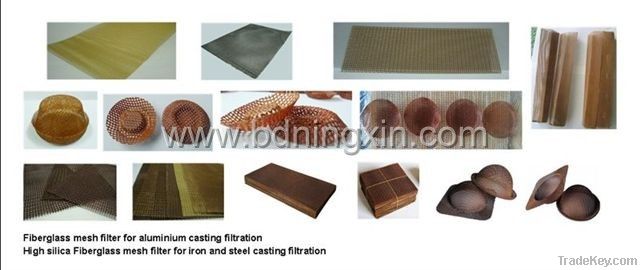 Fiberglass mesh filter for molten aluminium filtration