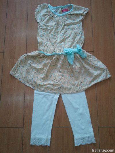 girl's pretty dress and legging set