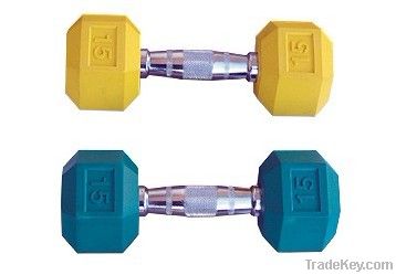 hex rubber coated dumbbell
