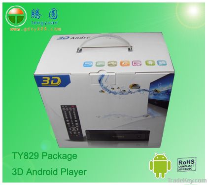 2012 new popular hd media player, 3D android tv box RTD1186