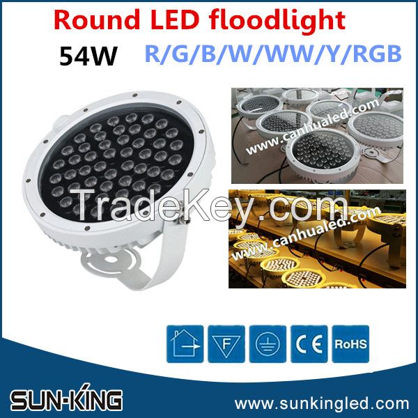 30W/54W led round floodlight, led outer wall flood light yellow/blue/green/rgb