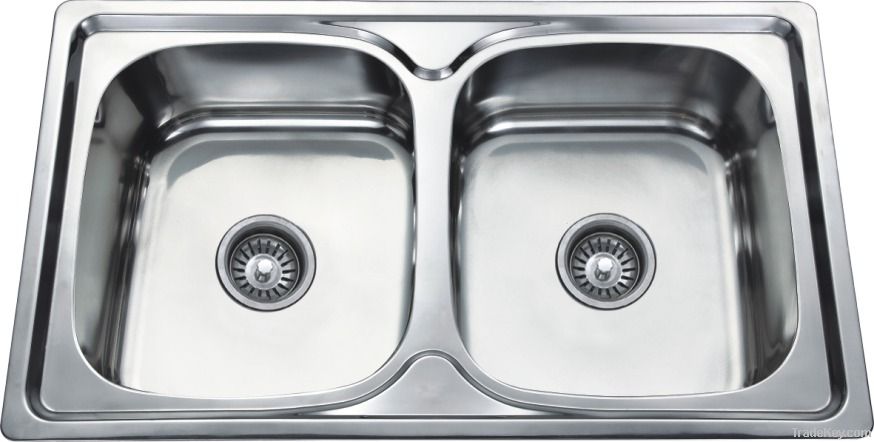 Double bowl stainless steel kitchen sink-YTD8550