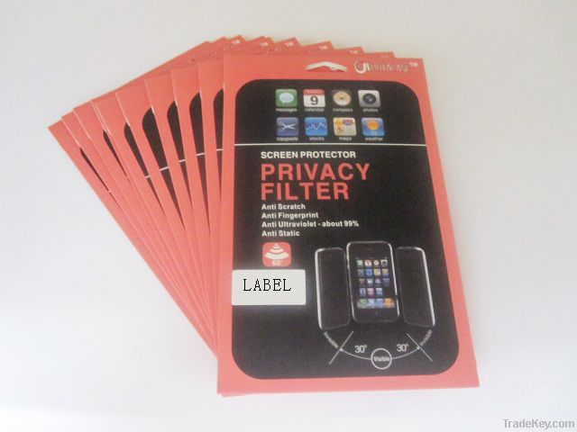 Black white pink privacy screen protector for mobile phone