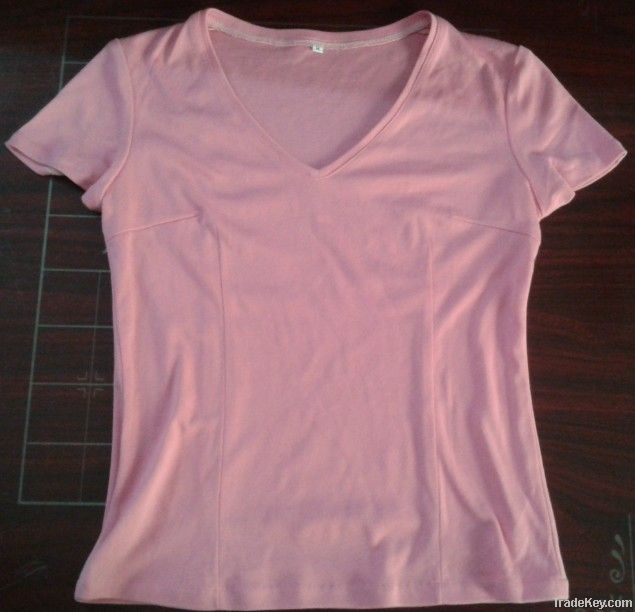 Fashion Cotton/Spandex Women Tshirts V-neck