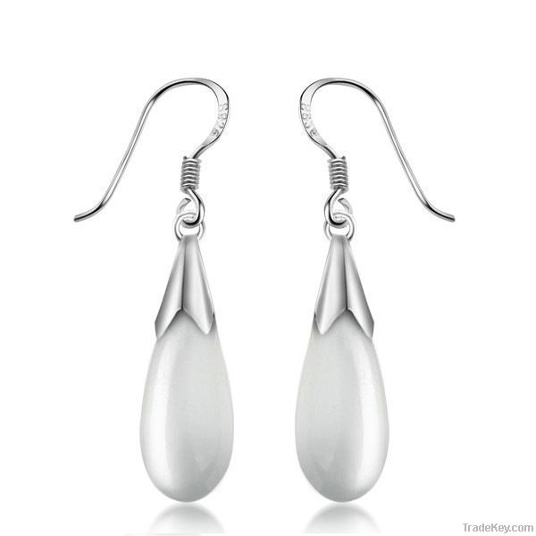 925 Sterling Silver Opal Water Drop Charms Earrings