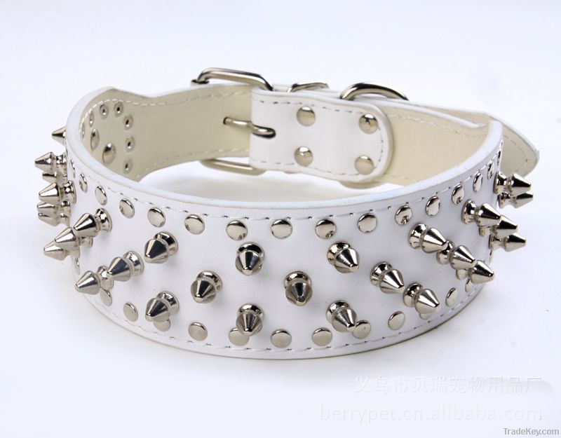 Rivet Studded Genuine Leather Dog Necklace