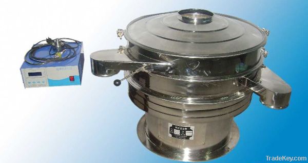 Ultrasonic vibrating screen for superfine particles