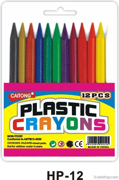 12 pcs hexangular plastic crayon/crayon