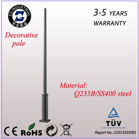 Decorative pole Q235/SS400 steel hot dip galvanize