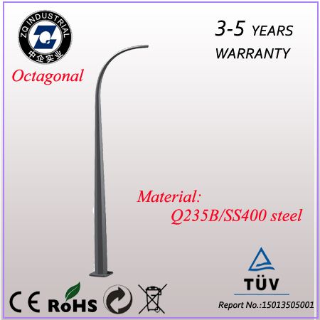 Octagonal lighting pole Q235/SS400 steel hot dip galvanize 