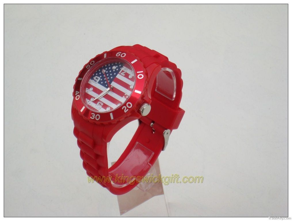 New fashion unisex ICE style silicone watch in national flag