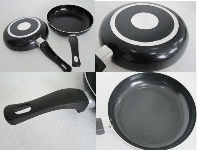 Aluminum non-stick frying pan with resisting paint outside