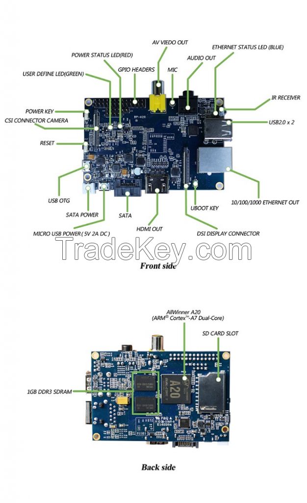 Banana Pi M1, Dual core, A20, 1GB RAM, BPI Open source development module