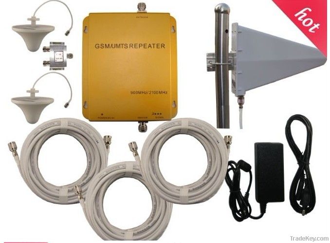 GSM and UMTS dual band phones signal repeater with yagi 900Mhz 2100Mhz