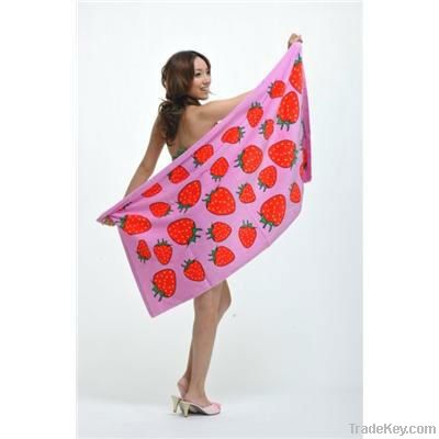 cotton velour reactive printed beach towel