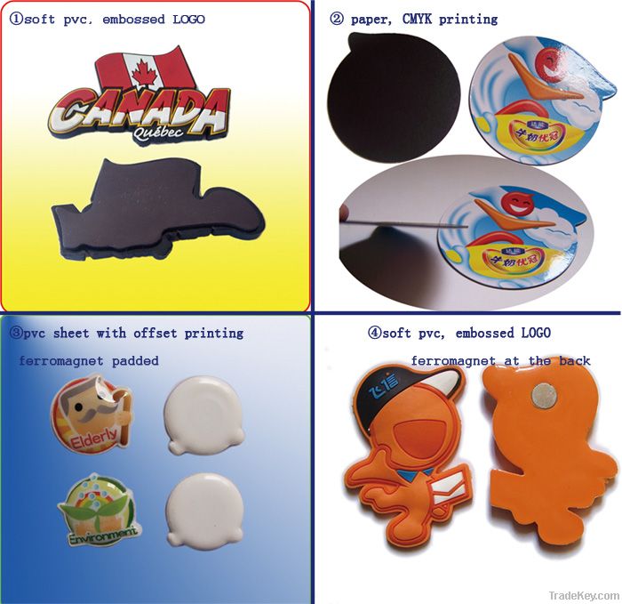 promotional soft PVC and printed paper fridge magnet