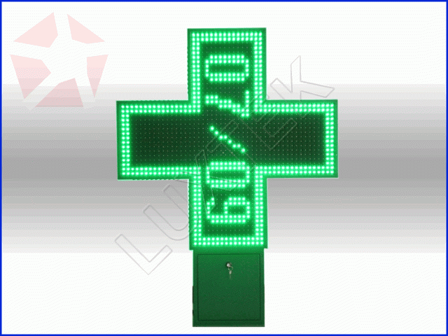 Outdoor LED Pharmacy Cross 100x100cm Green