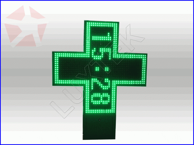 Outdoor LED Pharmacy Cross 123x123cm Green