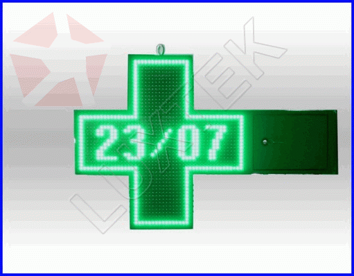 Outdoor LED Pharmacy Cross 63x63cm Green