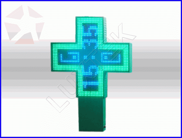 Outdoor LED Pharmacy Cross 80x80cm Green/Blue