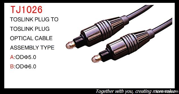 Spdif plastic optical cable of toslink plug with 1.0mm PMMA core