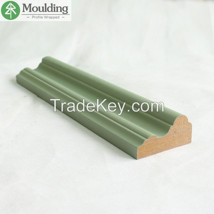 Waterproof PVC Wrapped MDF Mouldings for Skirting Board 