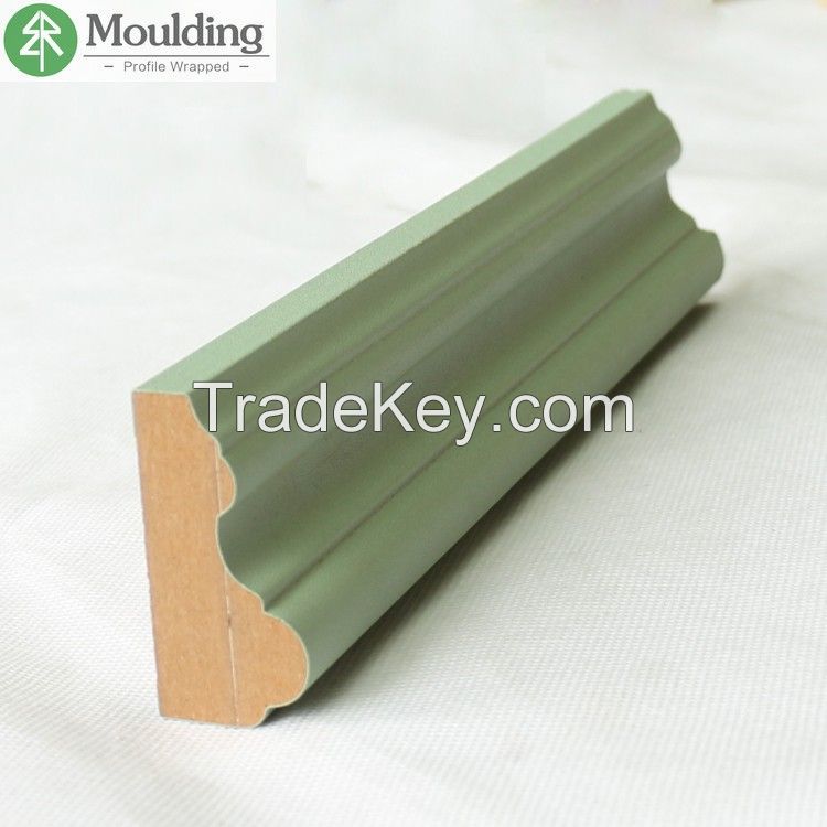 Waterproof PVC Wrapped MDF Mouldings for Skirting Board