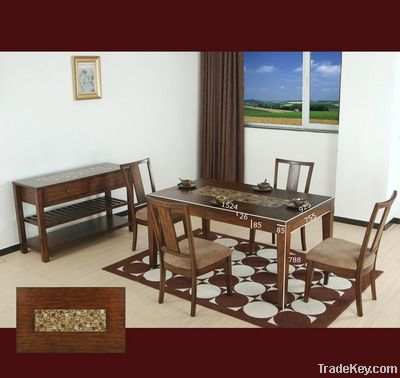 Hot seller Mosaic with wood Rect. Dining Table and Dining Chair