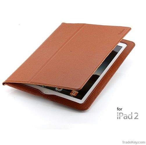 Delicate Top Leather Case with Magnetic Induction Function for ipad 2