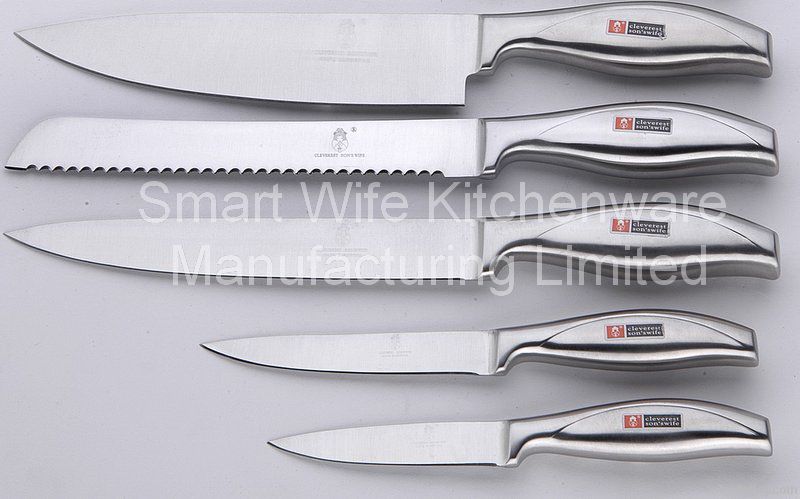 Sharp stainless steel knife sets with stainless steel handles