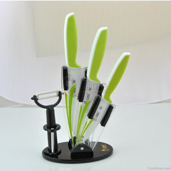 Ergonomic green handle extremely sharp ceramic knife set