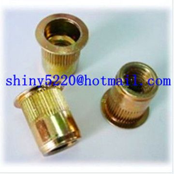 pan head round yellow knurled/ribbed rivet nuts
