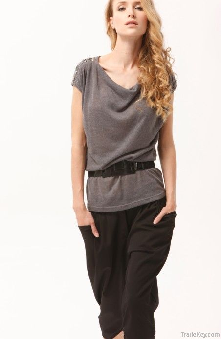 2012 Fashion design grey ladies casual tops