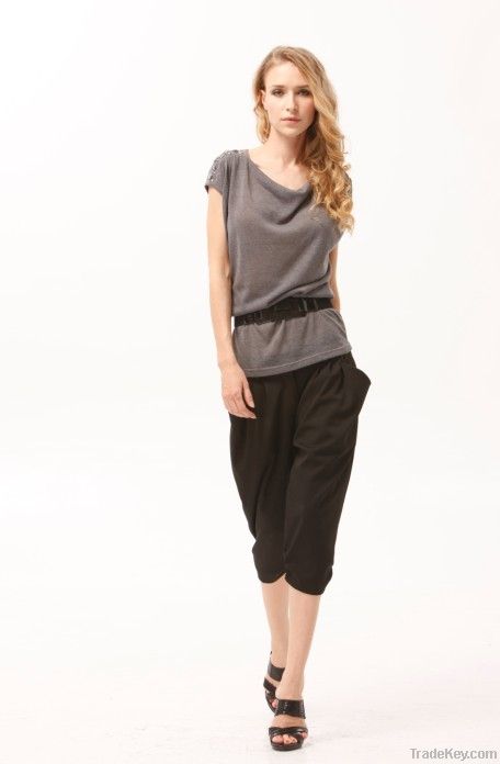 2012 Fashion design grey ladies casual tops