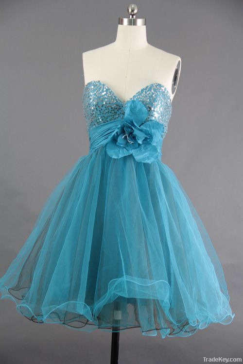 Ball Gown Sweetheart Knee-length Net Over Taffeta Cocktail Dress