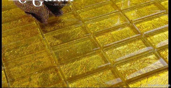 Goldfoil Glass Mosaic Tile , Crystal Mosaic