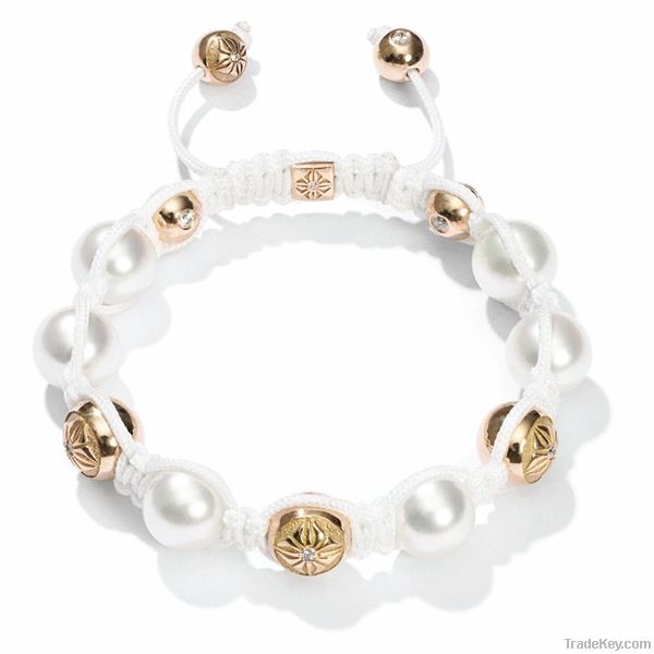 shamballa pearl bracelet womens fashion charm bracelet white pearl