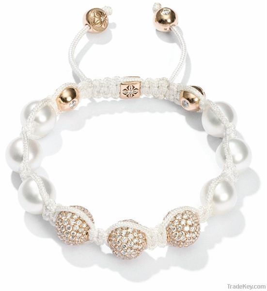 shamballa pearl bracelet womens fashion charm bracelet white pearl