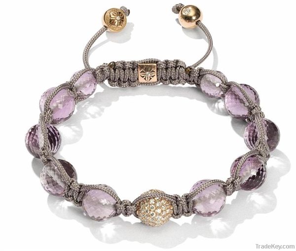 Shamballa Bracelet , delicate carft , trendy design, purple crystal
