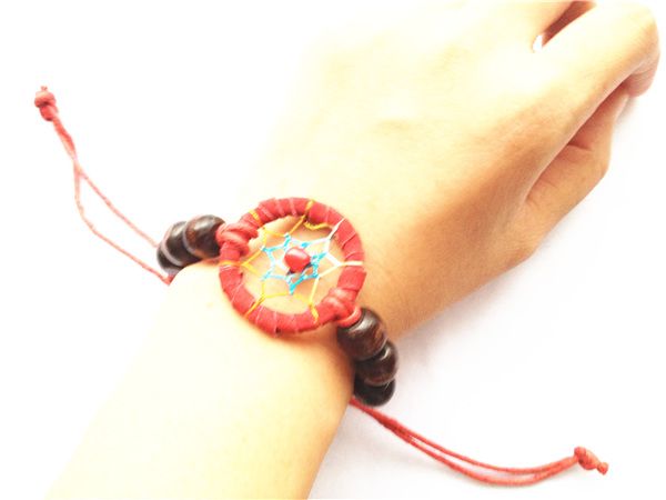 3cm DIA Indian Dream Catcher Bracelet Adjustable Rope Hand Made Dream Catcher Bracelets 4 Colors Free Shipping 2014 New Arrival